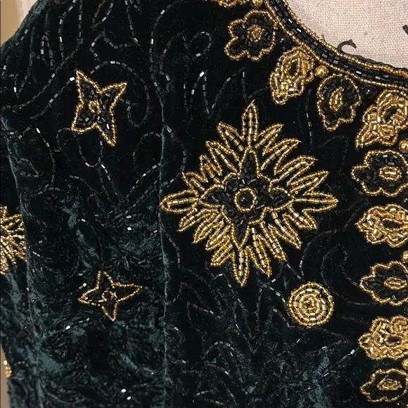 Vintage Adrianna Papell Black and Gold Blazer with Intricate Embroidery - Picture 4 of 5